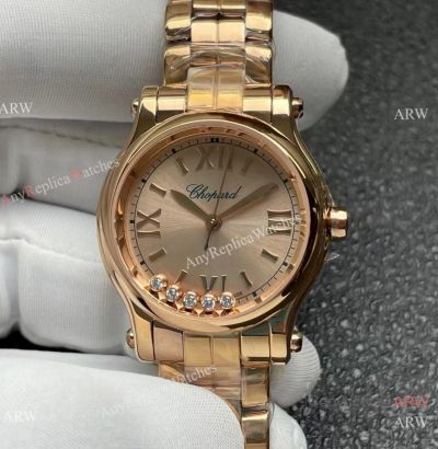 2022 YF Factory Chopard Happy Sport 30mm Champagne Rose Gold Watch
